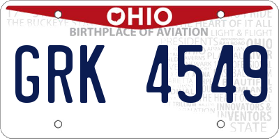 OH license plate GRK4549