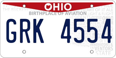 OH license plate GRK4554