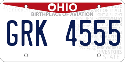 OH license plate GRK4555