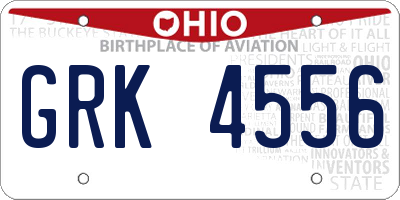 OH license plate GRK4556
