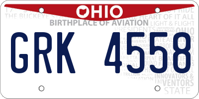 OH license plate GRK4558