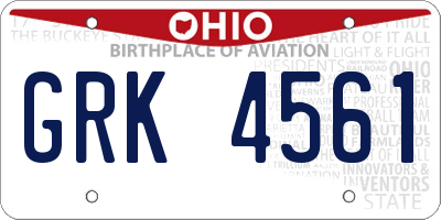 OH license plate GRK4561