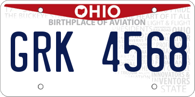 OH license plate GRK4568