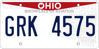 OH license plate GRK4575
