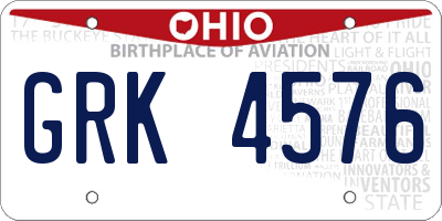 OH license plate GRK4576