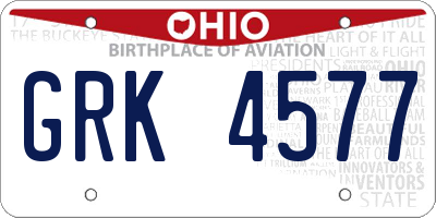 OH license plate GRK4577