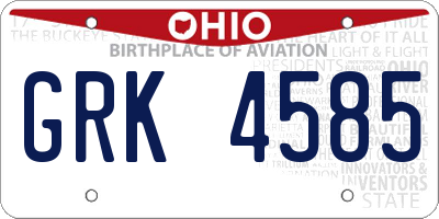 OH license plate GRK4585