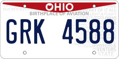OH license plate GRK4588