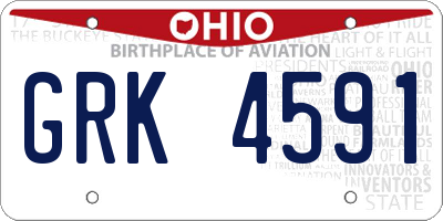 OH license plate GRK4591