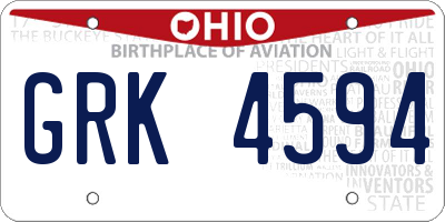 OH license plate GRK4594