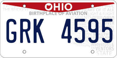 OH license plate GRK4595