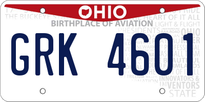 OH license plate GRK4601