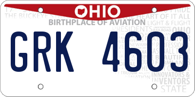 OH license plate GRK4603