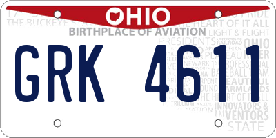 OH license plate GRK4611