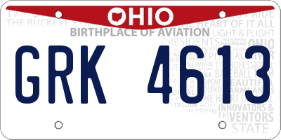 OH license plate GRK4613