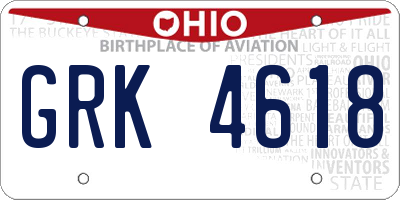 OH license plate GRK4618