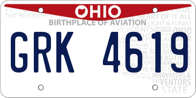 OH license plate GRK4619