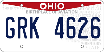 OH license plate GRK4626
