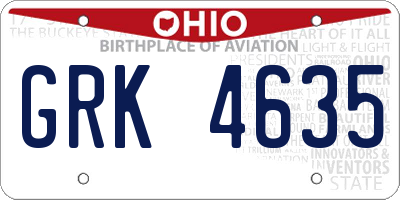 OH license plate GRK4635