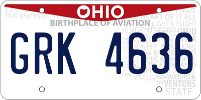 OH license plate GRK4636