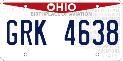 OH license plate GRK4638