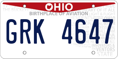 OH license plate GRK4647
