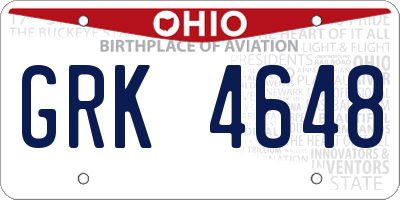 OH license plate GRK4648