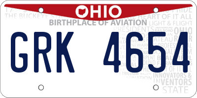 OH license plate GRK4654
