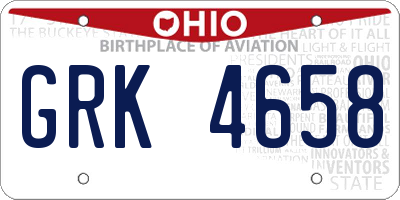 OH license plate GRK4658