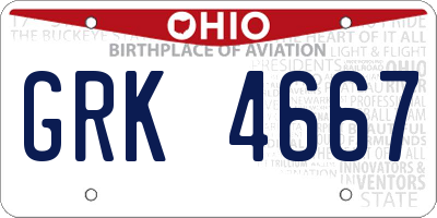 OH license plate GRK4667