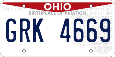 OH license plate GRK4669