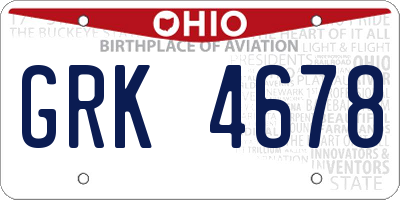 OH license plate GRK4678