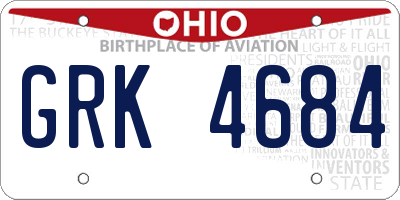 OH license plate GRK4684