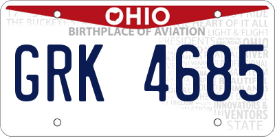 OH license plate GRK4685
