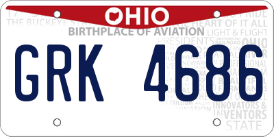 OH license plate GRK4686