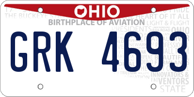 OH license plate GRK4693