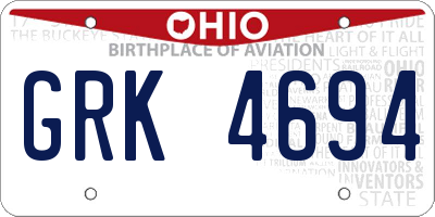 OH license plate GRK4694