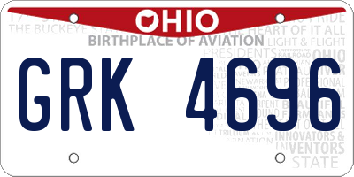 OH license plate GRK4696