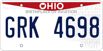 OH license plate GRK4698