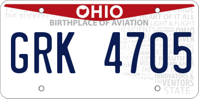 OH license plate GRK4705