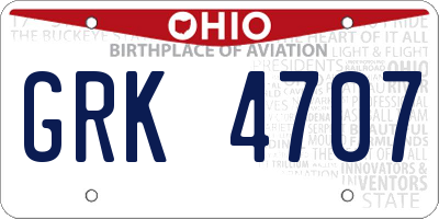 OH license plate GRK4707
