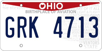 OH license plate GRK4713