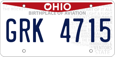 OH license plate GRK4715