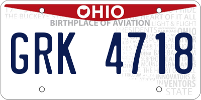 OH license plate GRK4718