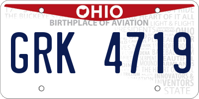 OH license plate GRK4719