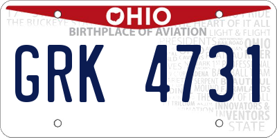 OH license plate GRK4731