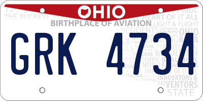 OH license plate GRK4734