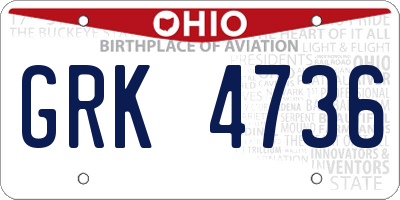 OH license plate GRK4736