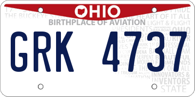 OH license plate GRK4737