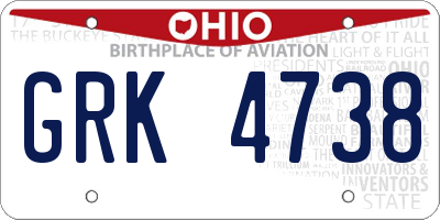 OH license plate GRK4738